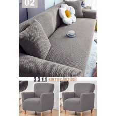 Vizyon Tuğla Desen Koltuk Örtüsü 3+3+1+1
